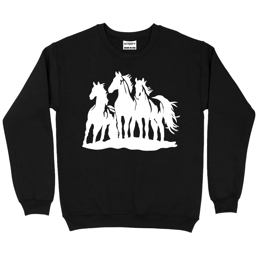 Horse White Running Sweatshirt - Black