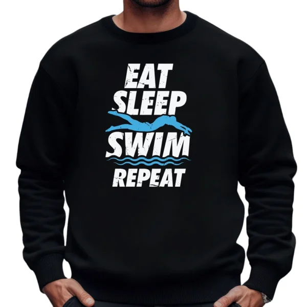 Eat Sleep Swim Repeat Sweatshirt - Black
