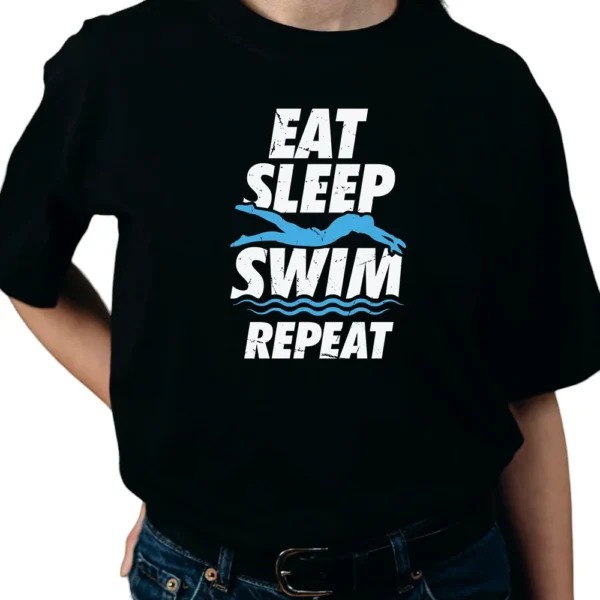 Eat Sleep Swim Repeat TShirt - Black