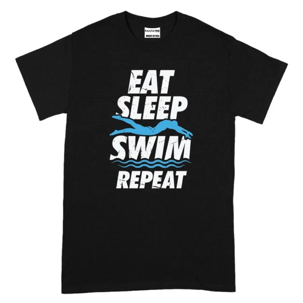 Eat Sleep Swim Repeat TShirt - Black