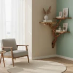 Corner Floating Shelf - Handmade Tree Branch Wall Bookshelf from Natural Wood