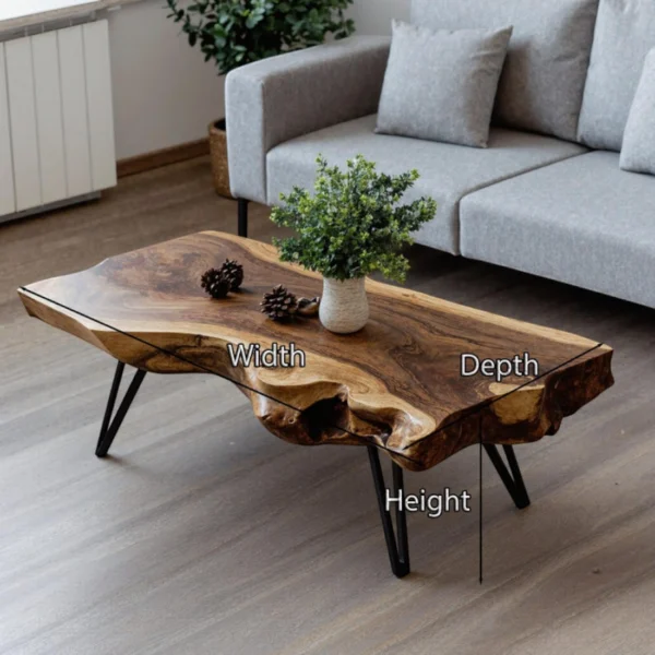 Handcrafted Live-Edge Solid Wood Coffee Table: Your Unique Statement Piece