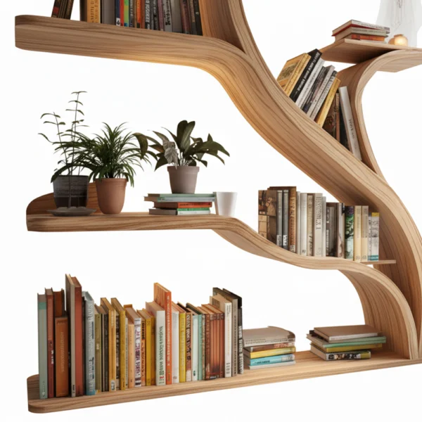 Handcrafted Tree Branch Bookshelf - Handmade Farmhouse Tree Branch Bookshelf