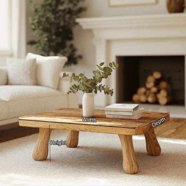 Handmade Coffee Table – Reclaimed Wood with Live Edge for Rustic Living Spaces