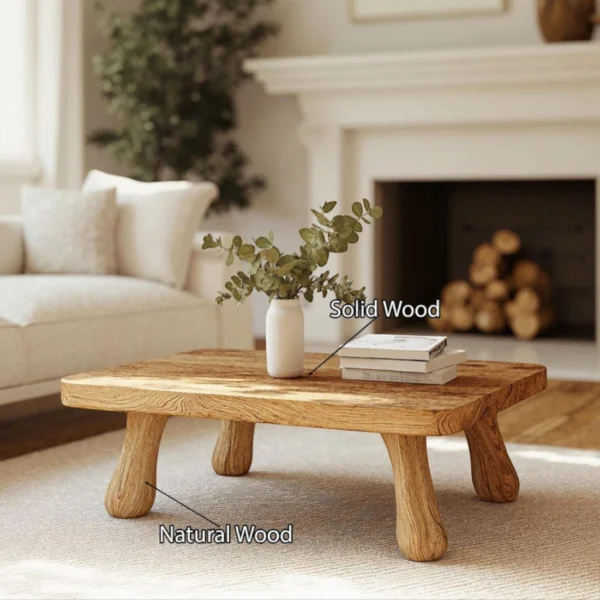 Handmade Coffee Table – Reclaimed Wood with Live Edge for Rustic Living Spaces