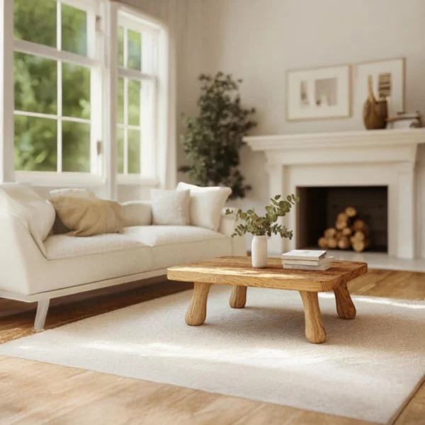 Handmade Coffee Table – Reclaimed Wood with Live Edge for Rustic Living Spaces