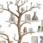 Handmade Tree-Shaped Bookshelf - Natural Wood Wall Display for Kids' Rooms & Classrooms