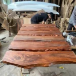 Live-Edge Solid Wood & Industrial Coffee Table