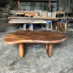 Live-Edge Solid Wood & Industrial Coffee Table