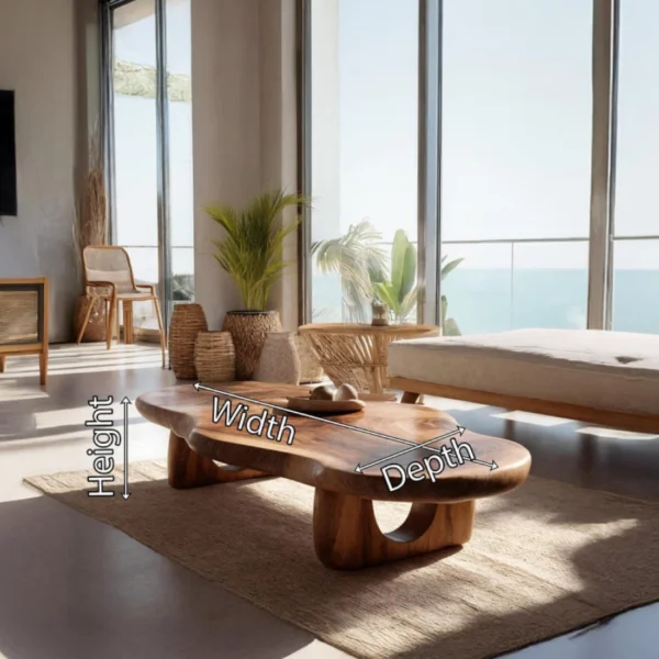 Live-Edge Solid Wood & Industrial Coffee Table