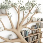 Rustic Tree Branch Bookshelf with Coordinated Bench