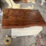 Solid Wood Round Coffee Table with Sculptural V-Base – Luxury Living Room Accent Furniture