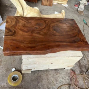 Solid Wood Round Coffee Table with Sculptural V-Base1