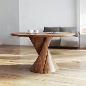 The Helix Round Pedestal Coffee Table – Modern Sculptural Art