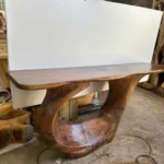 The Helix Round Solid Wood Coffee Table – Sculptural Centerpiece