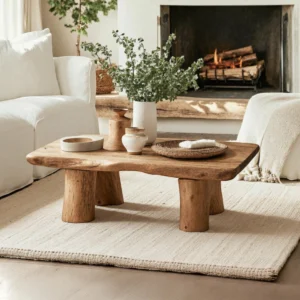 The Sculptural Organic Live-Edge Coffee Table - Handcrafted Farmhouse Coffee Table