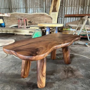 The Sculptural Organic Live-Edge Coffee Table – Handcrafted Farmhouse Coffee Table1