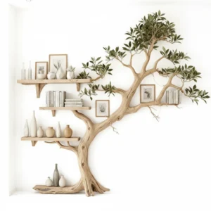 Tree-Shaped Wooden Bookshelf - Unique Handmade Design for Book Storage & Home Decor