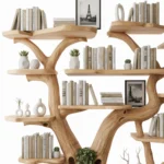 Wall-Mounted Tree Bookshelf - Handcrafted Vertical Wooden Bookcase Unique Modern Home Decor Gift