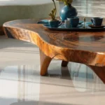 Artisan-Sculpted Organic Coffee Table - Handcrafted Solid Exotic Wood