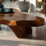 Artisan-Sculpted Organic Coffee Table - Handcrafted Solid Exotic Wood