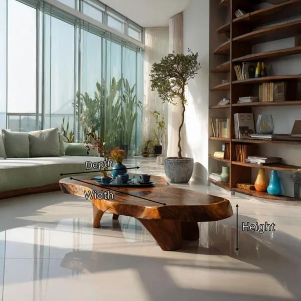 Artisan-Sculpted Organic Coffee Table - Handcrafted Solid Exotic Wood