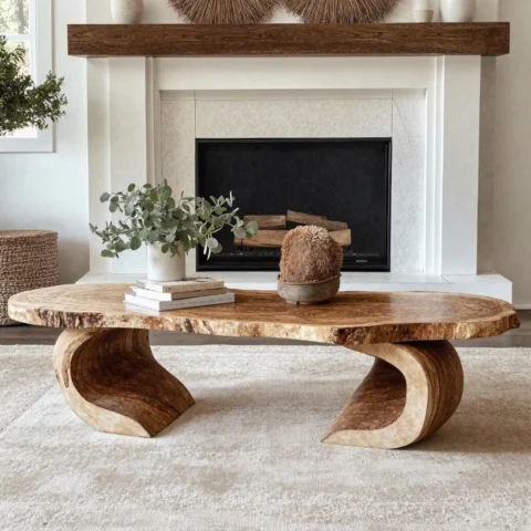 Exquisite Sculptural Solid Wood Coffee Table