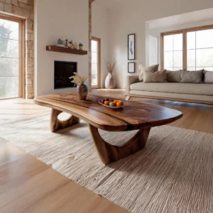 Handcrafted Modern Monkey Pod Wood Coffee Table