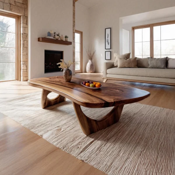 Handcrafted Modern Monkey Pod Wood Coffee Table