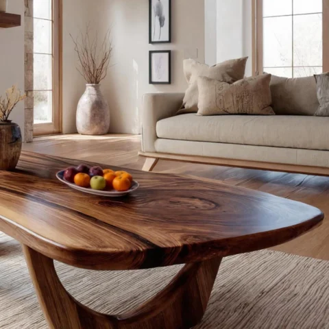 Handcrafted Modern Monkey Pod Wood Coffee Table2