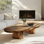 Handcrafted Vintage Coffee Table - Artisan Hand-Carved Solid Wood