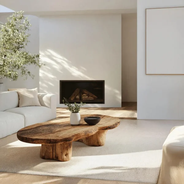 Handcrafted Vintage Coffee Table - Artisan Hand-Carved Solid Wood