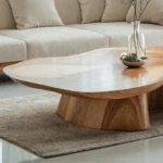 Modern Farmhouse Wood Table - Hand-Carved Organic Solid Wood