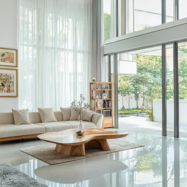 Modern Farmhouse Wood Table - Hand-Carved Organic Solid Wood