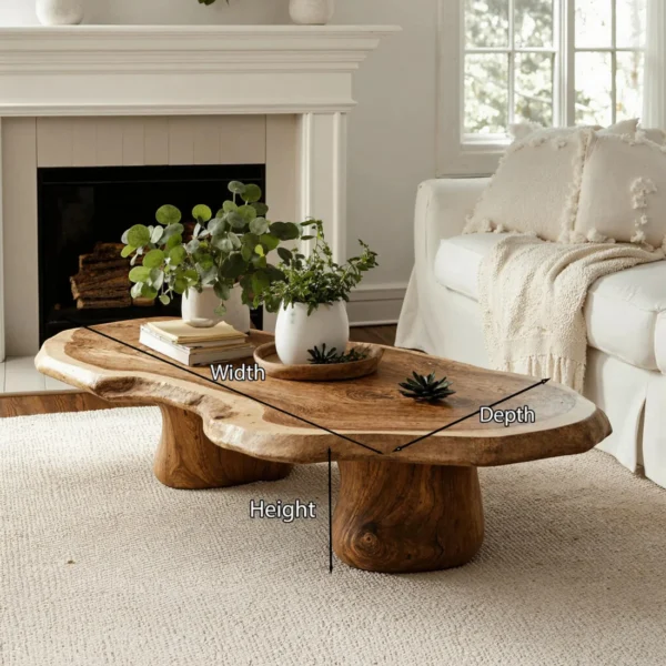 Organic Live-Edge Solid Wood Coffee Table - A Handcrafted Statement Piece