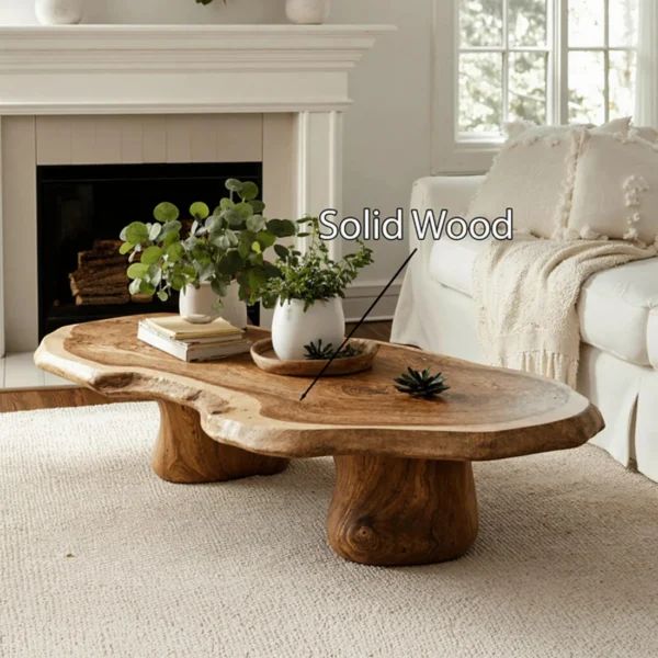 Organic Live-Edge Solid Wood Coffee Table - A Handcrafted Statement Piece