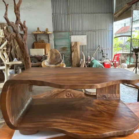 Solid Wood Coffee Table with an Organic Modern Shape2