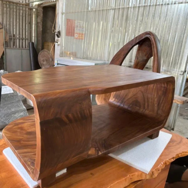 Solid Wood Coffee Table with an Organic Modern Shape