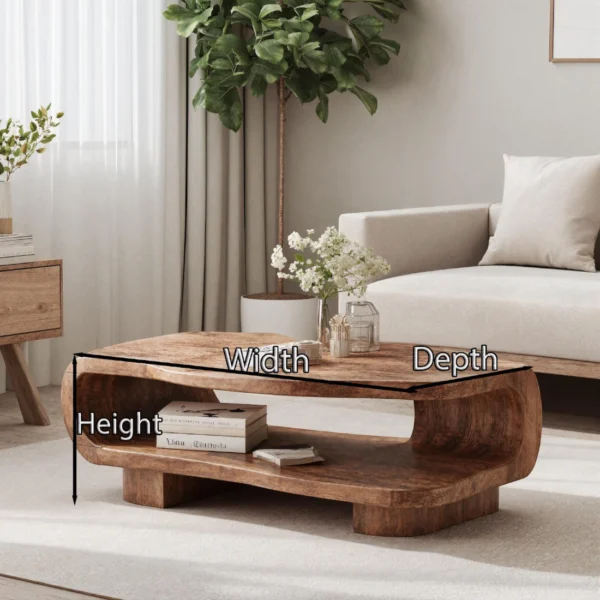 Solid Wood Coffee Table with an Organic Modern Shape