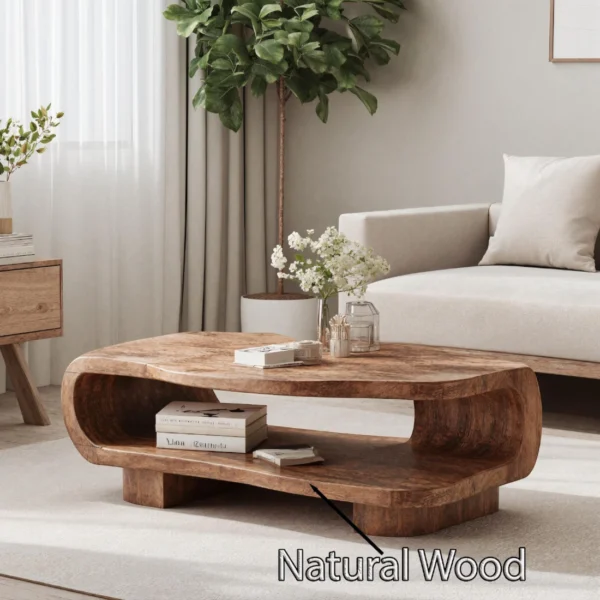 Solid Wood Coffee Table with an Organic Modern Shape